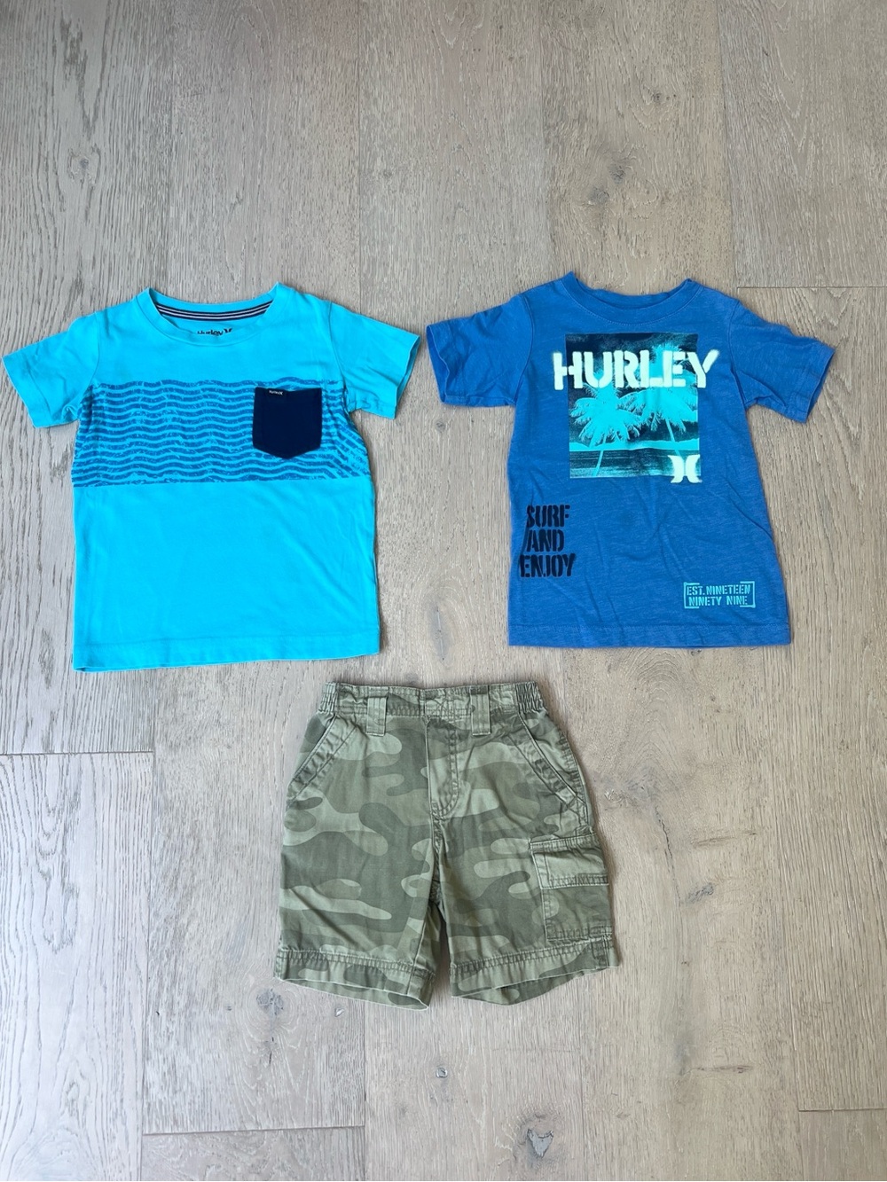 Hurley 3T Boys Shirts & Camo Shorts 🖤 🌊 🏄‍♂️